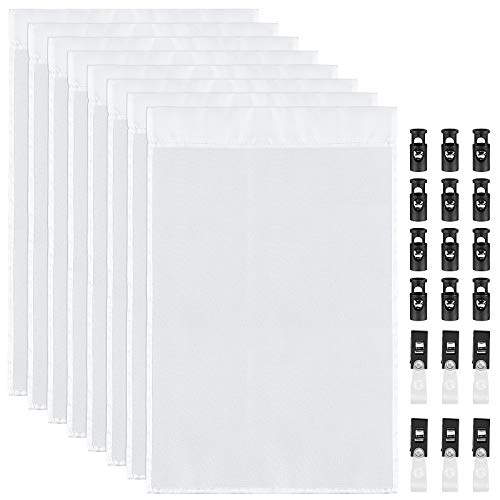 Meetory 12 stuks blanco tuinvlaggen, doe-het-zelf vlaggen, solide witte vlaggen met 6 paar anti-windclips voor patio, tuin, binnenplaats, outdoor, party, decoratie, enkele kant, 45 x 30 cm