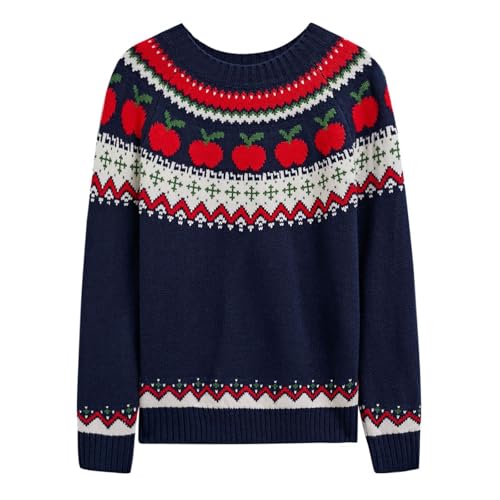Image of CHICWISH Women Pumpkin Print Long Sleeves Knit Sweater Crewneck Casual Pullover Tops Fall Halloween Party Sweatershirt