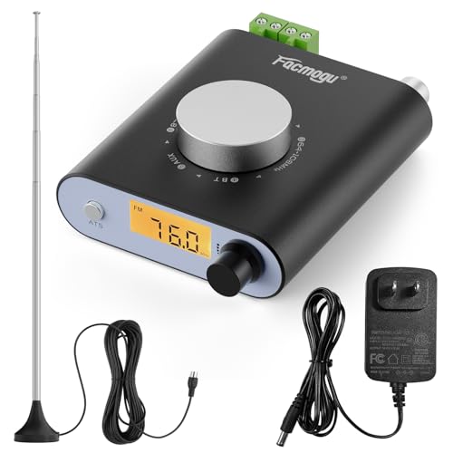 Facmogu S5000 FM Radio Receiver, 2025 Upgraded Professional Si4730 Radio Receiver Amp with 33ft Long Cables Adjustable Antenna, FM Stereo Antenna Mini Amplifier Global Frequency w/Bluetooth & AUX in