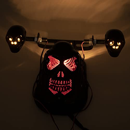 Motocicleta Crânio Preto Luz Traseira Travão Sinal Traseiro 12V Para Harley Chopper Custom