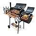 Bluelander Asador, Asador para Carbón Premium, 114 cm * 104 cm * 53 cm, Tipo Barril con Llantas Transportadoras, Contenedor para Carbón, Termómetro, Portátil de Acero Inoxidable, Fácil de Limpiar
