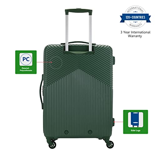 Image of American Tourister Polycarbonate (Pc) Georgia Spinner Suitcase 79 Cm Large Forest Green Check-in Hard 4 Wheels Luggage.