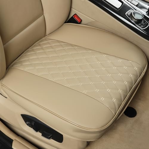 Image of Black Panther 1 Pair of PU Car Seat Covers, Full Wrapping Front Bottom Seat Protector Compatible with 95% Vehicles, Anti-Slip (W 21.26''xD 20.86 inch), Beige