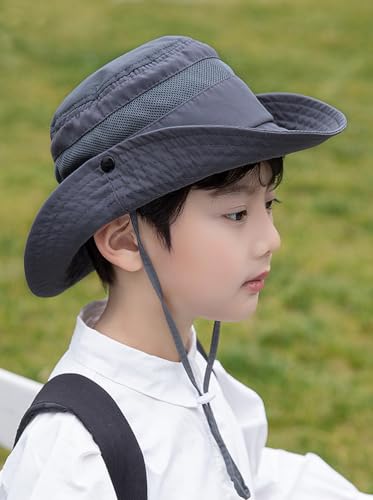 ASUITOFK Kids Bucket Hat Boys Girls Sun Hat Wide Brim Mesh UPF 50+ Sun Protection Breathable Summer Beach Hats4