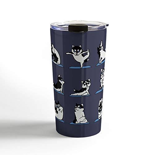 Society6 Huebucket Husky Yoga Travel Mug, 20oz, Husky Yoga