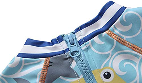 Swmstupf Baby Boys Toddlers Swimsuit One Piece Kids Zipper Bathing Suit Swimwear With Hat Rash Guard Surfing Suit Upf 50+（Blue,18-24Months） #TOP3