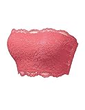 TL Women's 3 Piece or Single Floral Lace Strapless Bra, Seamless Tube Top Bandeau Bralettes with...