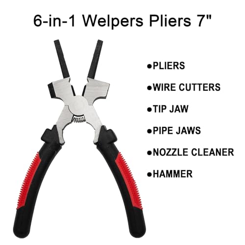 Image of VASTOOLS Welding Accessories,Welding Chipping Hammer, Leather Welding Gloves 13.5 inch,6-in-1 Welpers Pliers 7 inch,Wire Brush 11 inch,for Welder