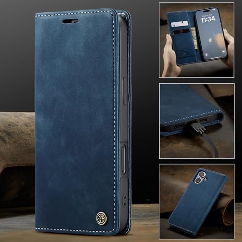Monweicz Coque pour iPhone17 Clapet Case en Cuir Pochette Protection Portefeuille Rabat Etui Premium Housse Porte Carte Magnétique Étui pour iPhone17, Bleu