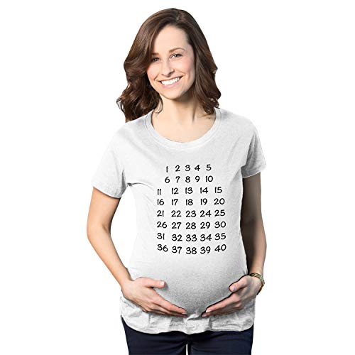 Maternity Calendar Countdown Pregnancy Tee Mark Off Baby Announcement T Shirt Funny Graphic Pregnancy Tee Funny Maternity Shirts White S