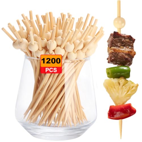 FATLODA 1200PCS Cocktail Picks, Natural Fancy Toothpicks for Appetizers