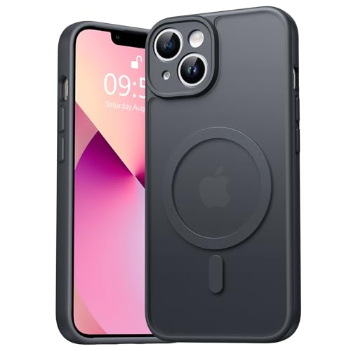 EASDNB für iPhone 13 Hülle für Magsafe mit Kameraschutz Magnetisch Handyhülle für iPhone 13 Stoßfeste Kratzfeste Durchscheinende Matt Rückseite Schutzhülle für iPhone 13 Case Schwarz