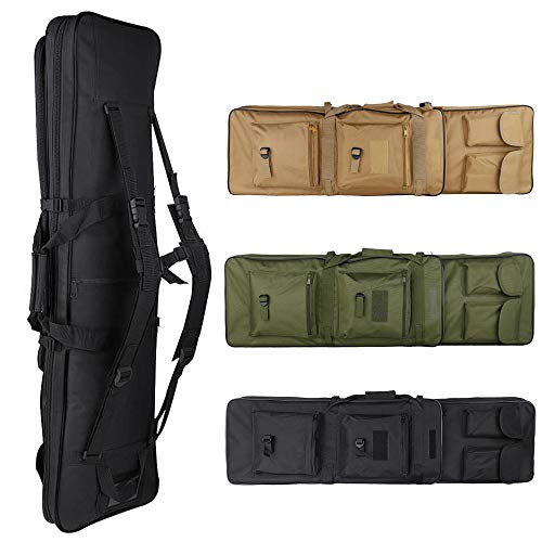 Enenfeifei Kingqin 39" Double Rifle Bag Outdoor Airsoft Sport Tactical Gun Soft Case Padded Rifle Carbines Shotgun Protection Storage Carry Backpack (Black) #TOP6