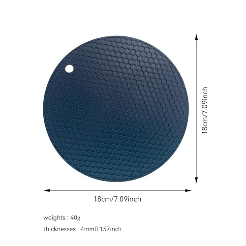 Image of Silicone Trivet Mats,Heat Resistant Pot Holders, Multipurpose Non-Slip Hot Pads for Kitchen Potholders, Hot Dishers, Jar Opener, Spoon Holder, Food Grade Silicone(Blue Size Round 7''x7'')