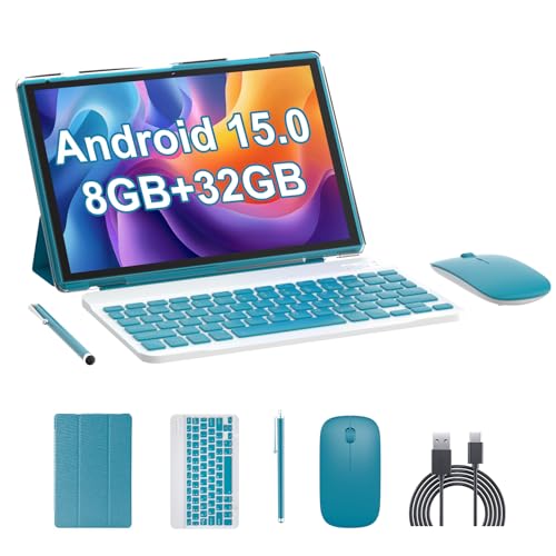 RUIQIAI Tablet Android 15, 2 in 1 Tablets 10 inch with Keyboard Mouse Case Stylus, 8GB+32GB+1TB...