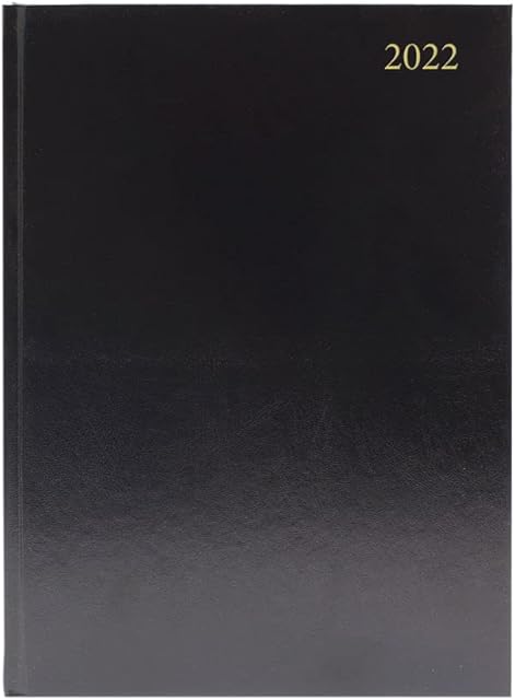 Condiary , KFA41BK22 2022 A4/A5 Day Per Page Yearly Diary - Black, Blue , Burgundy (Black, A4)