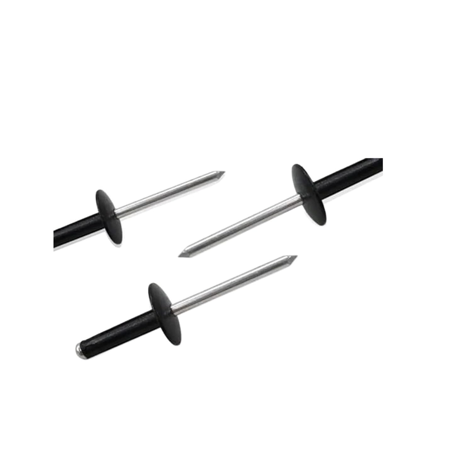 Black Painted Aluminum Tri-Fold Blind Rivets, Large Flange Bulb Rivets for Automotive Air Conditioning, 3/16" Diameter(4X20.5-12mm)