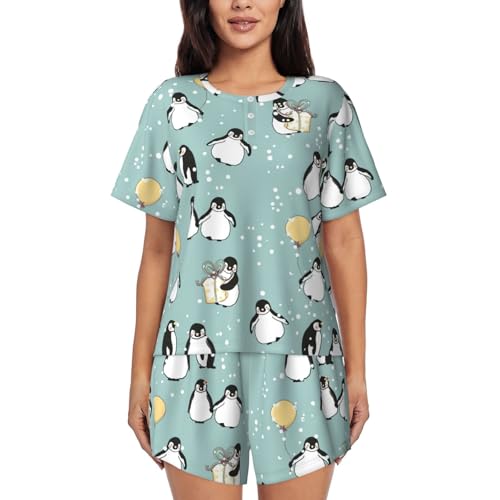 Pyjama femme pingouin et ballons pour des soirées cocooning et des nuits douces