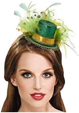 Green Feathered Mini Top Hat Headband