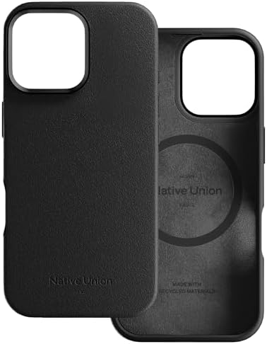Native Union ACTIVE Case w/Magsafe for Apple iPhone 16 Pro Max 6.9" 2024|10-Ft Drop & Scratch Protection, Leather-like finish, Recycled Materials, Raised Edges, Wireless Charging - Black