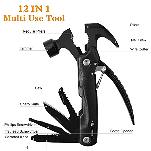 Mirrorzone Multitool Camping Accessories, Multitool Hammer Camping Gear Survival Tool, Mens Gifts, Cool Gadgets, Stocking Stuffers For Men, Perfect Christmas Gifts For Men/Dad/Husband/Him (Black) #TOP1