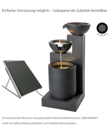 Dehner Gartenbrunnen Samson, Terassenbrunnen frostbeständig, Brunnen für Außen, mit LED Beleuchtung, ca. 100 x 54.5 x 54.5 cm, Polyresin, schwarz