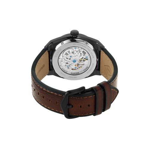 Fossil Orologio Everett Da Uomo, Movimento Automatico A Tre Lancette Con Cinturino In Acciaio Inossidabile O In Pelle, 42 Mm, Marrone - 3