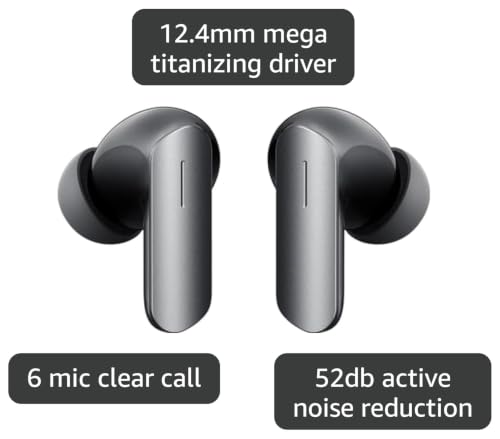 Image of realme Air 7 True Wireless Earbuds, 52dB Active Noise Reduction, Hi-Res Sound, LHDC, 12.4mm Dynamic Bass Driver, 6 Mics Clear Call, 52H Battery, Bluetooth 5.4, IP55 Water Resistance (Slate Gray)