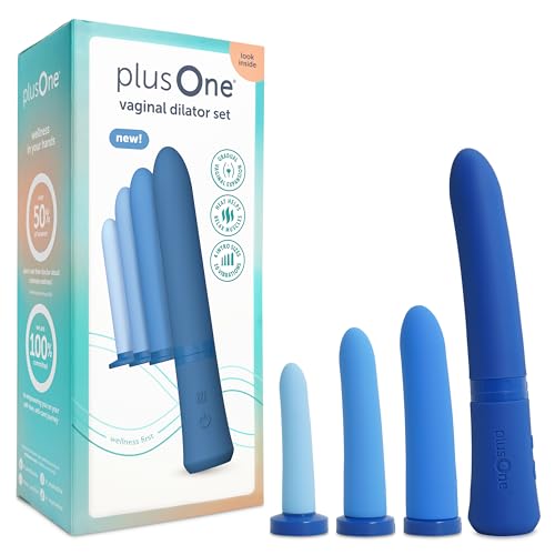 plusOne Vaginal Dilator 4 Piece Set, 10 Vibrations with Optional Heat Setting, Made of Body-Safe Silicone, Waterproof, USB Rechargeable
