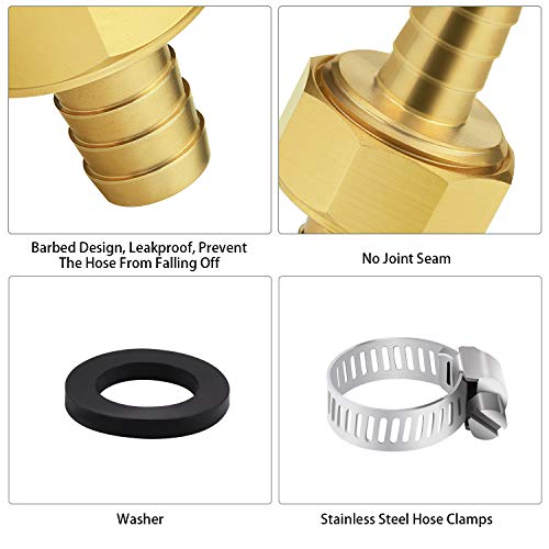 Awpeye 4 Sets 1/2 Inch Garden Hose Repair Kit Brass Hose Mender End Repair Female and Male Water Hose Connector with 8 Pieces Stainless Steel Clamp