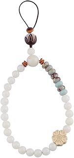 Uonlytech Chaveiro Com Corrente De Jade Branco Para Celular Corda Suspensa Tiras De Telefone Com Contas Colhedores Pendurados Cordas Penduradas Para Câmera Alças De Pulso Penduradas