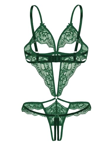 Avidlove Women Sexy Lingerie Bodysuit Lace Teddy One Piece Sexy Mini Babydoll Green L — view 6
