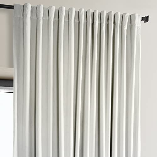 Image of HPD Half Price Drapes Signature Plush Extra Wide Velvet Blackout Curtains for Bedroom (1 Panel),100W X 96L Hotel Black Out Curtains for Living Room, Thermal Insulated Blackout Curtains, Misty White