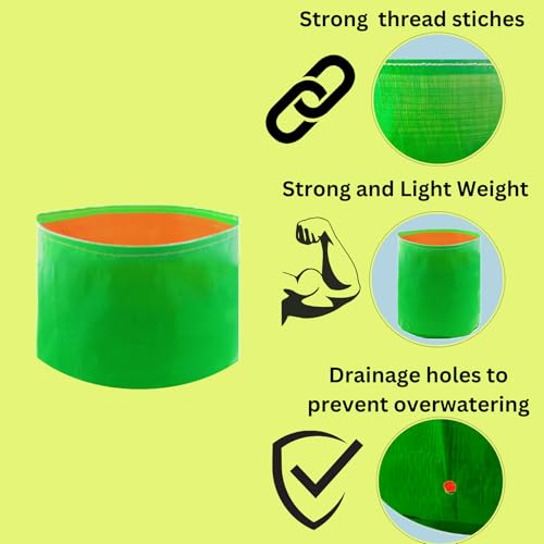 Image of by Bright Enterprises HDPE Grow Bags 9x9 Inch (Set of 5) - Heavy Duty Grow Bags for Terrace & Home Gardening | Plant Bags for Vegetables, Fruits and Plants | Grow Bag Combo Pack