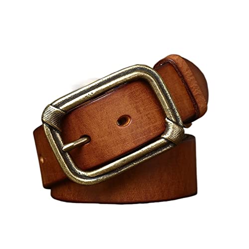 Retro Belt For Men Cowskin Leather Belt For Men Copper Buckle Belt For Mens
