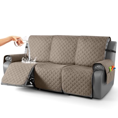Image of TAOCOCO 100% Waterproof Recliner Sofa Covers Reversible, Taupe