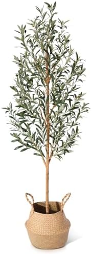 Faux Olive Tree 6FT – Tall Artificial Plants Indoor with Real Woo...