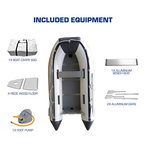 Newport Vessels 10ft 6in Inflatable Dinghy Boat Transom Sport Tender – 5 Person – 15HP USCG Rated, White/Gray - Image 5