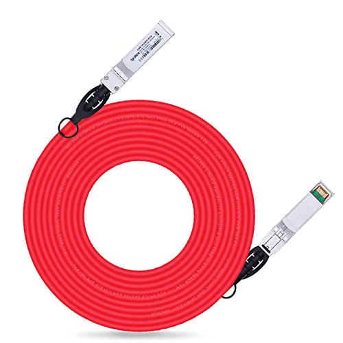 Image of ipolex Colored 10G SFP+ Twinax Cable, Direct Attach Copper(DAC) Passive Cable, 7m (22.97ft) in Red, for Cisco SFP-H10GB-CU7M, Meraki, Ubiquiti, Mikrotik, Intel, Fortinet, Netgear and More