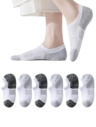 Image of EPEIUS Thick No Show Socks for Women Athletic Ankle Socks Cushioned Running Low Cut Non Slip Footies 3 /6 Pairs