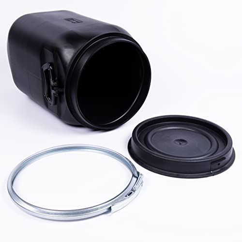 DUST COMMANDER PE30 – 30 Liter Deckelfass mit Spannverschluss | SCHWARZ | Luftdicht Verschließbar | Gesamtöffnung