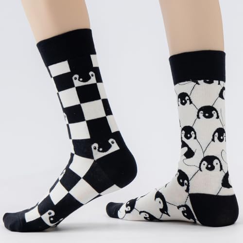 Image of 2 Pairs Cartoon Animal Crew Socks Fun Cotton Mid Calf Socks for Women