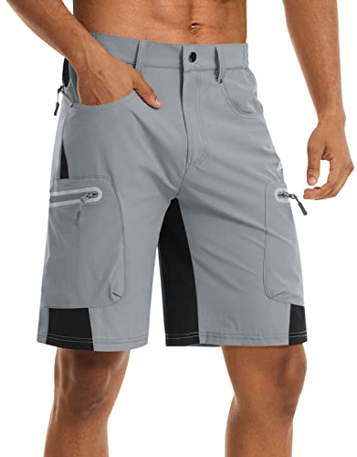 Eklentson Cargo Shorts For Men Athletic Fitness Flex Trainers Jogging Pered Short Pants, Large Light Grey #TOP4