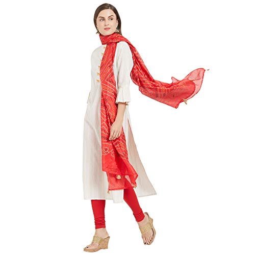 Image of DUPATTA BAZAAR Woman's Printed Bandhini Silk dupatta