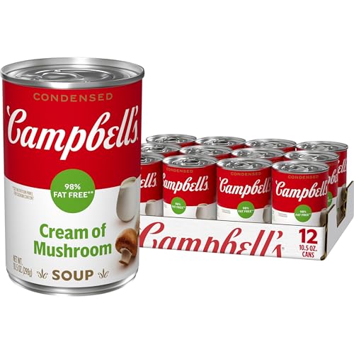 Campbell's Condensed 98% Fat Free Cream of Mushroom Soup, 10.5 oz Can (12 Pack)