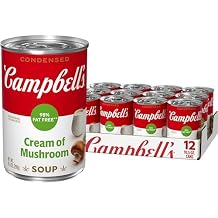 Campbells Condensed 98% Fat Free Cream of Mushroom Soup, 10.5 oz Can 12 Pack