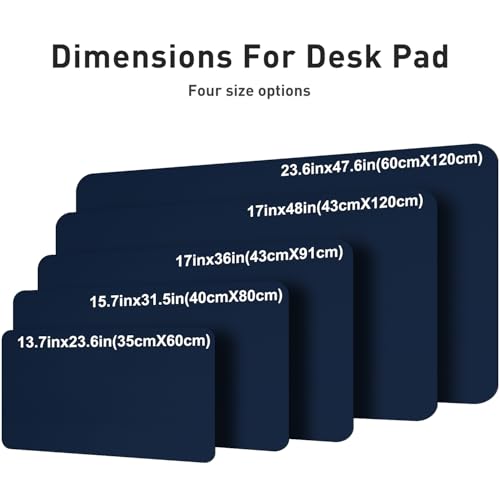Image of Aothia Faux Leather Desk Mat - Large Mouse Pad, Non-Slip PU Leather Blotter, Waterproof Writing Surface for Office and Home (Dark Blue, 47.2 inch x 23.6 inch)