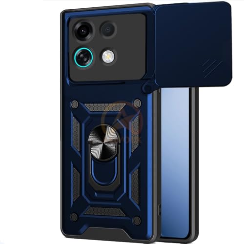 Image of Armor Bumper Back Cover Case for Oppo K13 Turbo 5G / Oppo K13 Turbo Pro 5G Rotating Camera Cover, Ring Holder & Kickstand | Heavy Duty & 360 Degree Protection Back Cover (Blue)