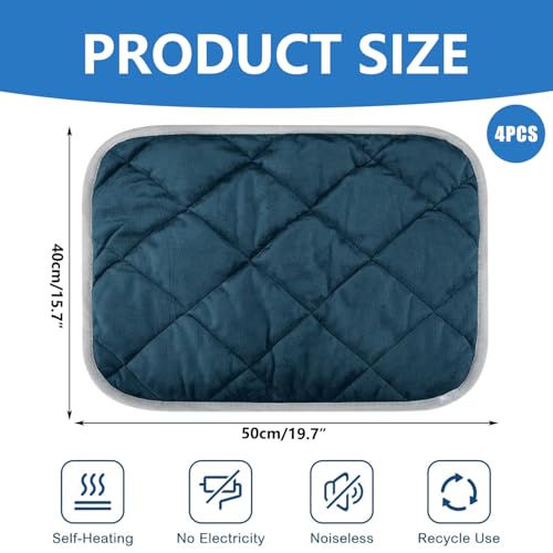 Tapis de chat auto-chauffant pour isoler du froid du sol | Lot de 4 doux bleus - 7