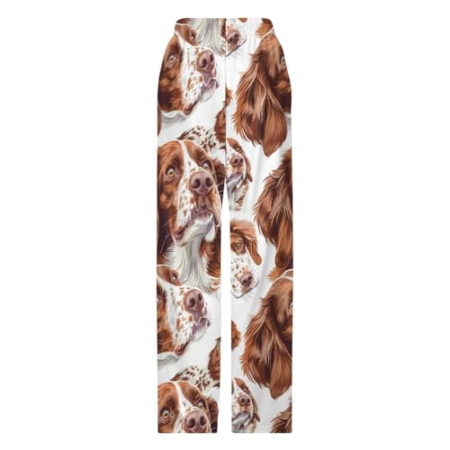 Brittany Spaniel Dog Novelty Pajama Pant With Pockets Casual Sleep Lounge Pants For Men Women 6